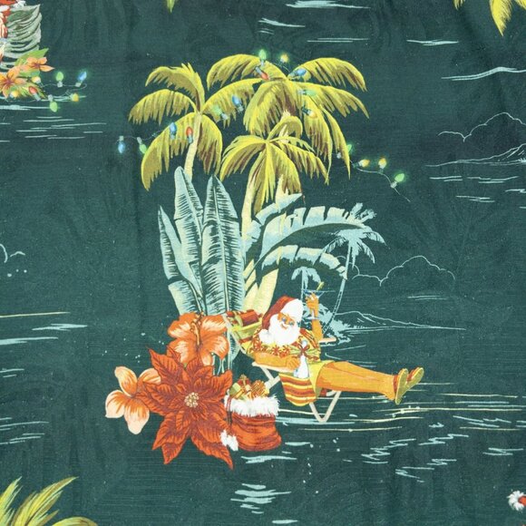 Tommy Bahama Santa Christmas Shirt Men's 3XL Silk Hawaiian Green Aloha Holidays - Picture 11 of 16